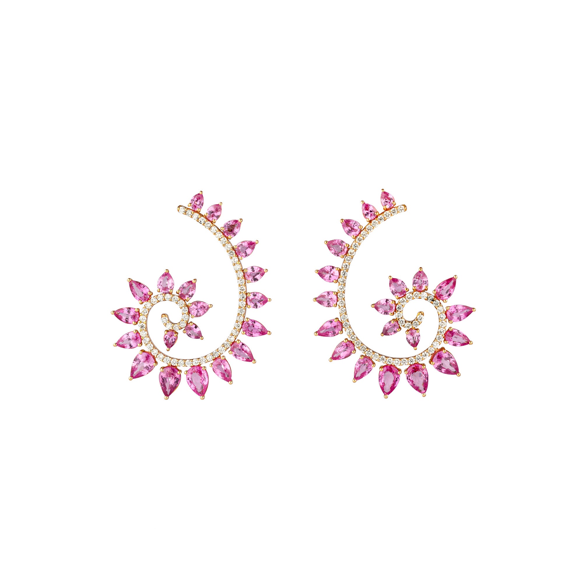 Genesi Rose Gold Earrings With Pink Sapphires and Diamonds
