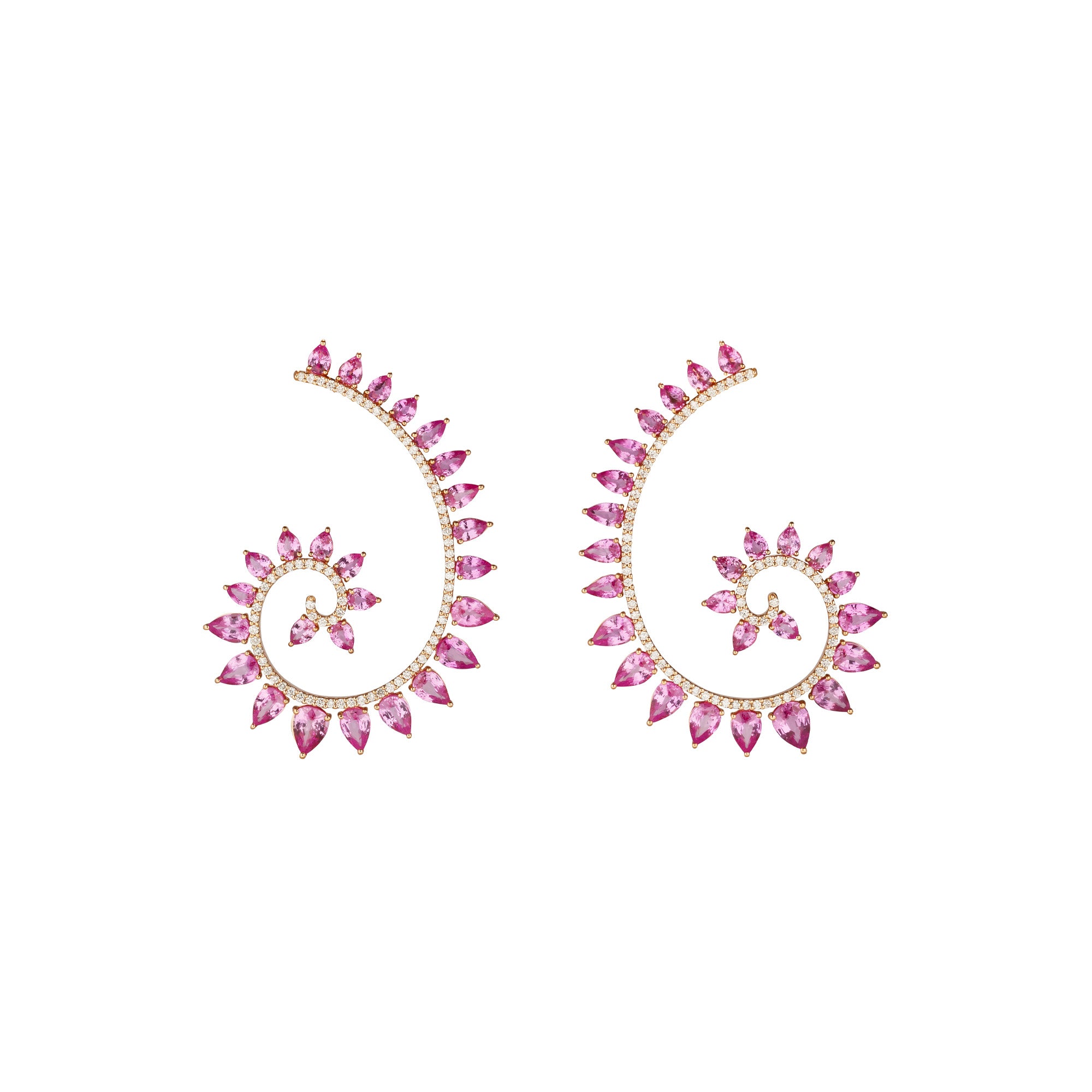 Genesi Orecchini in oro rosa con zaffiri rosa e diamanti