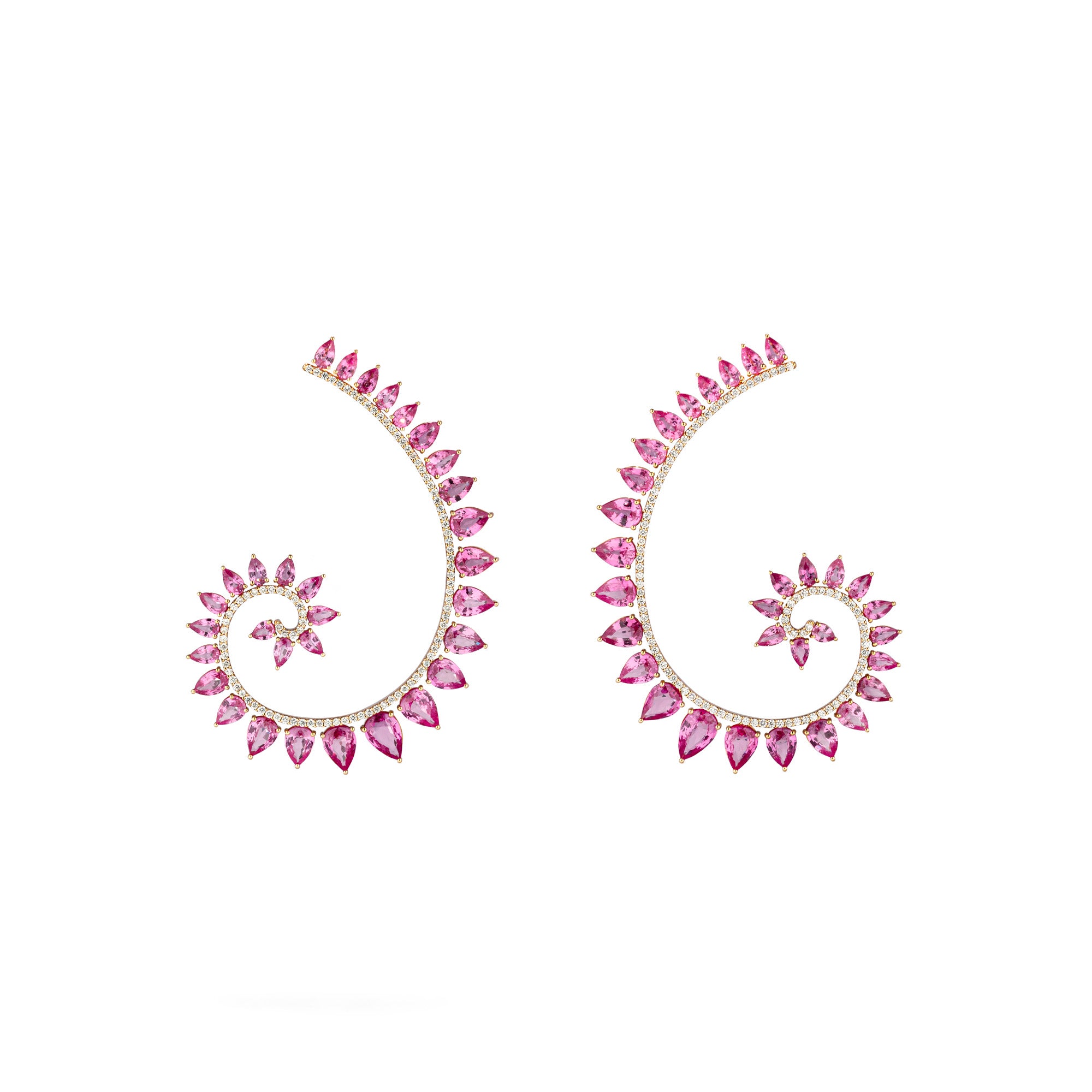 Genesi Rose Gold Earrings With Pink Sapphires Diamonds