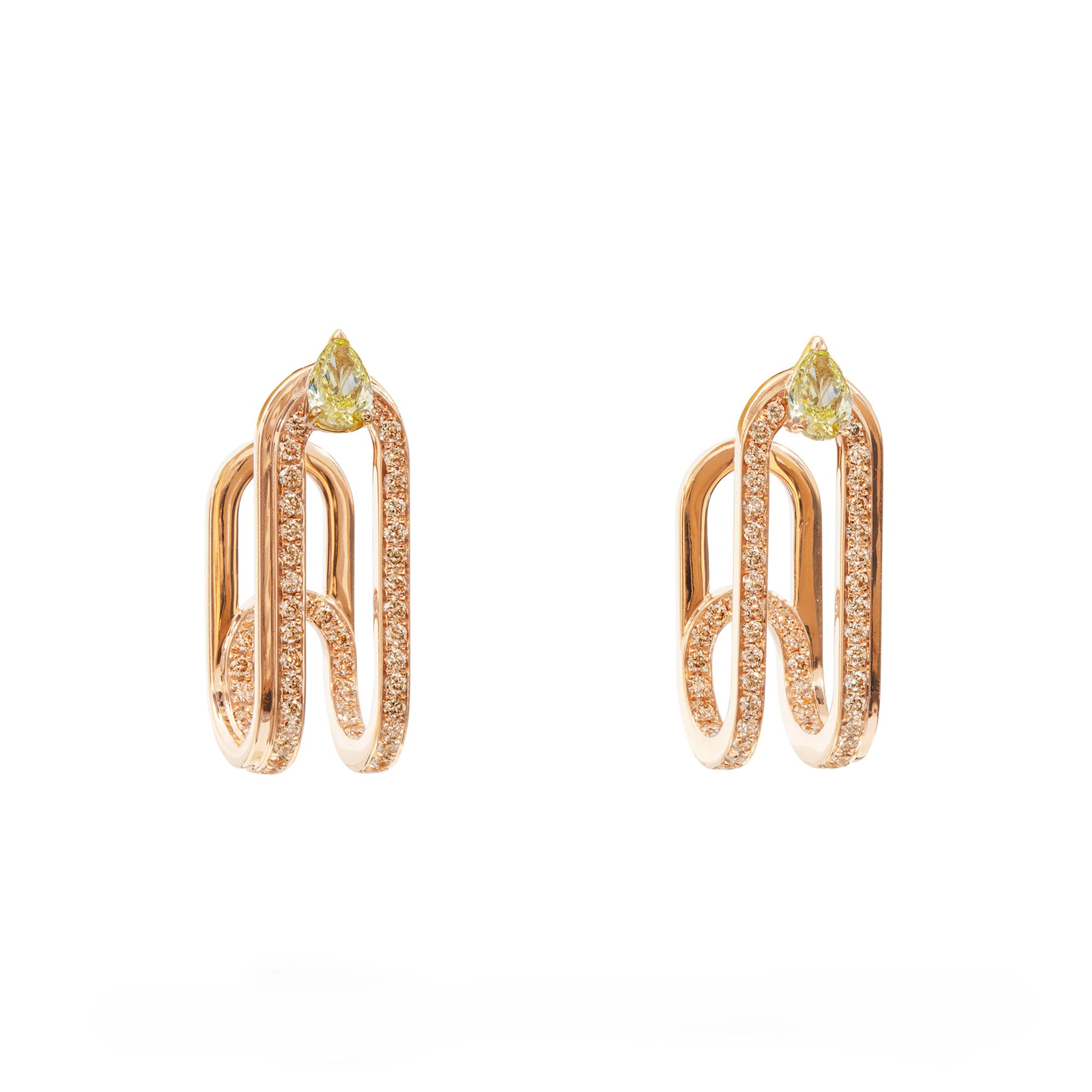 Clip Rose Gold Earrings With Fancy Diamonds