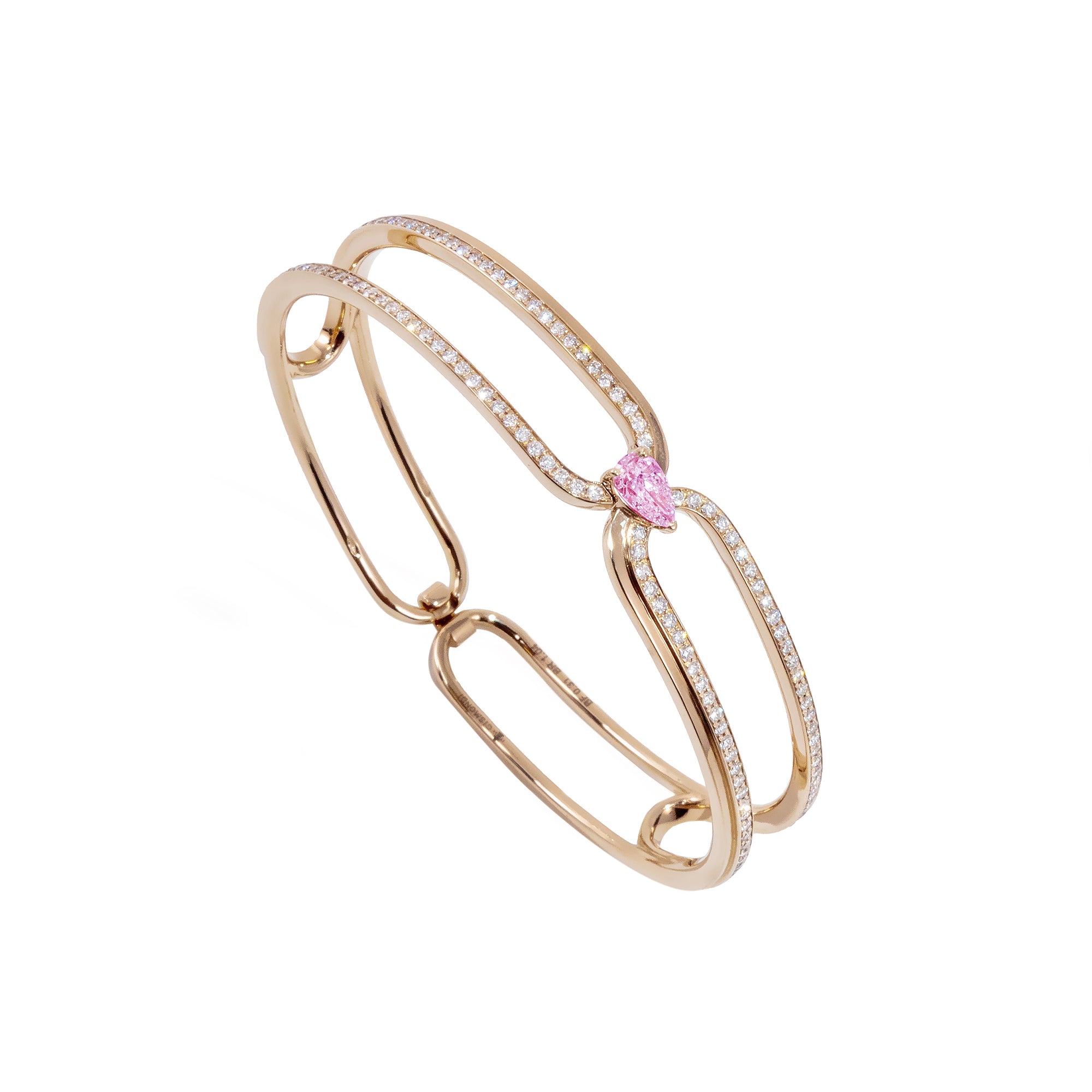 Clip Rose Gold Bracelet With Diamonds Pink Sapphires