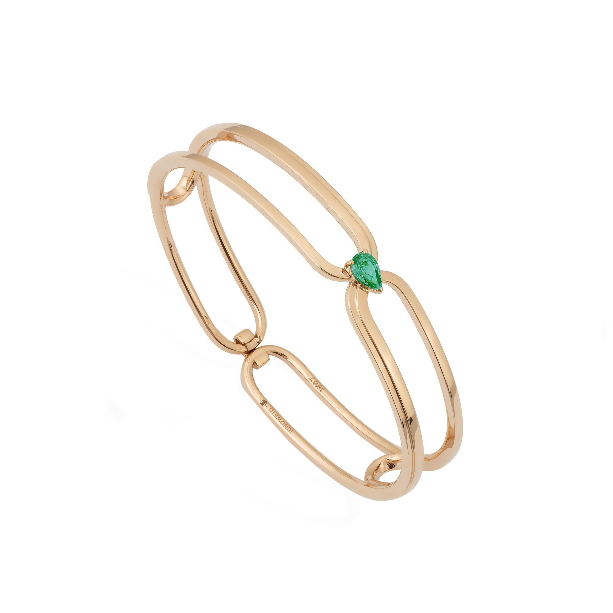 Clip Rose Gold Bracelet With Emerald