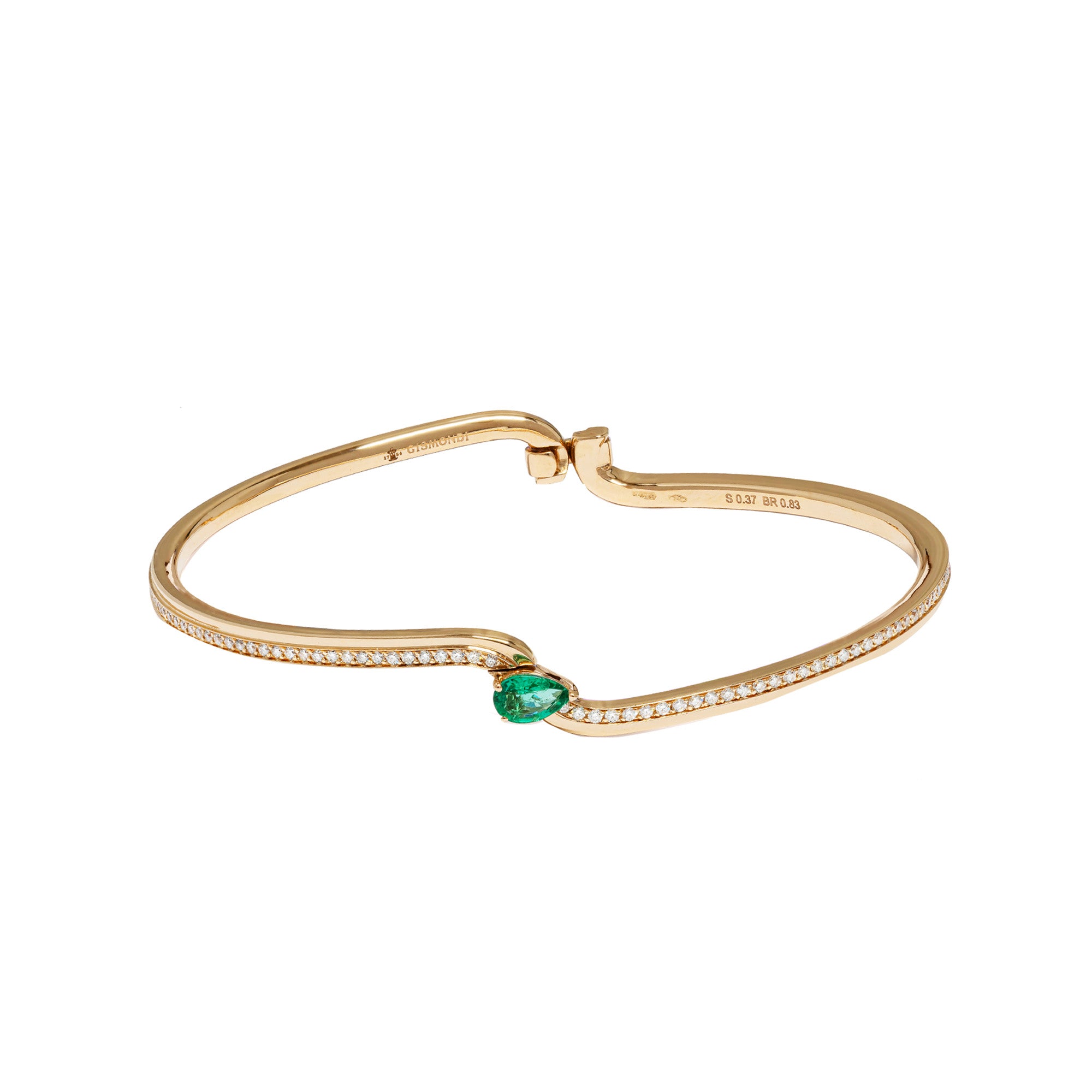 Clip Sintesi Rose Gold Bracelet With Diamonds And Emerald