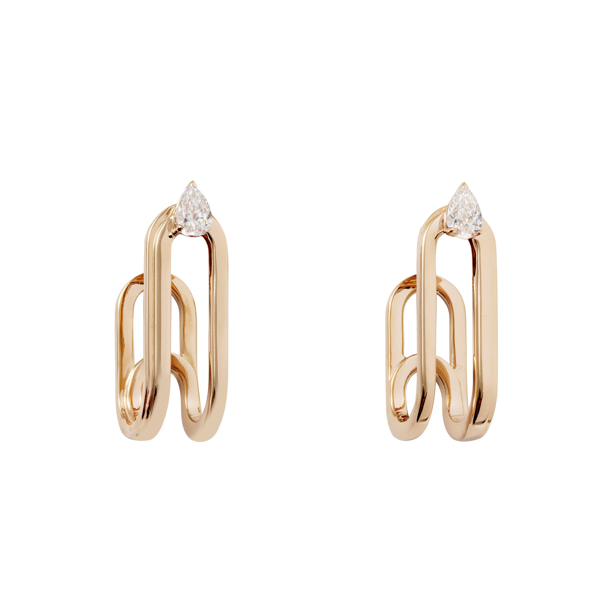 Clip Rose Gold Earrings With Diamonds