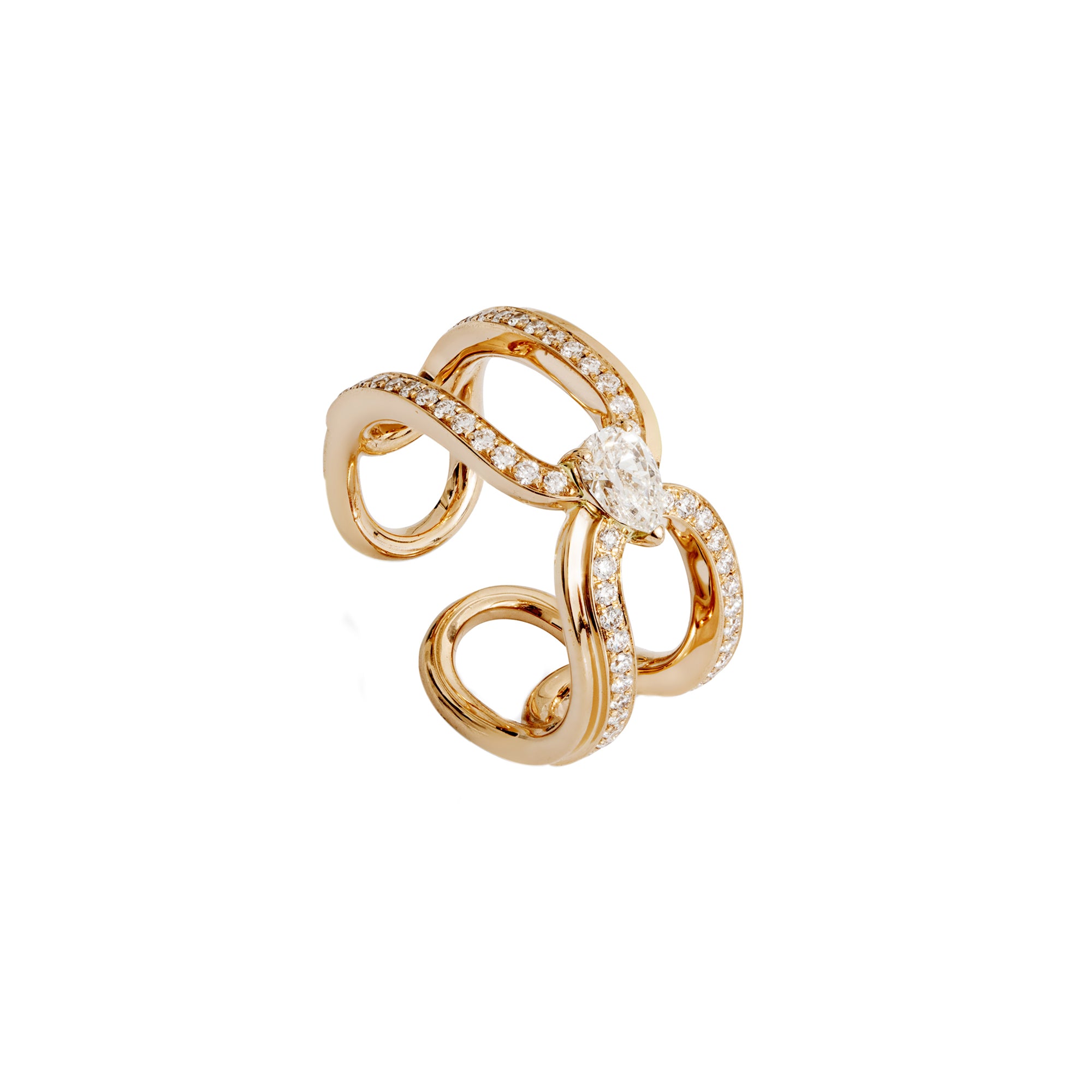 Clip Rose Gold Ring With Diamonds