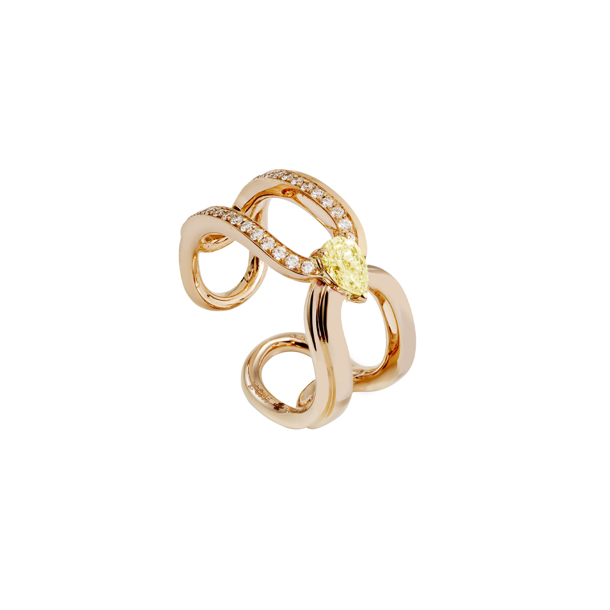 Clip Rose Gold Ring With Fancy Diamonds