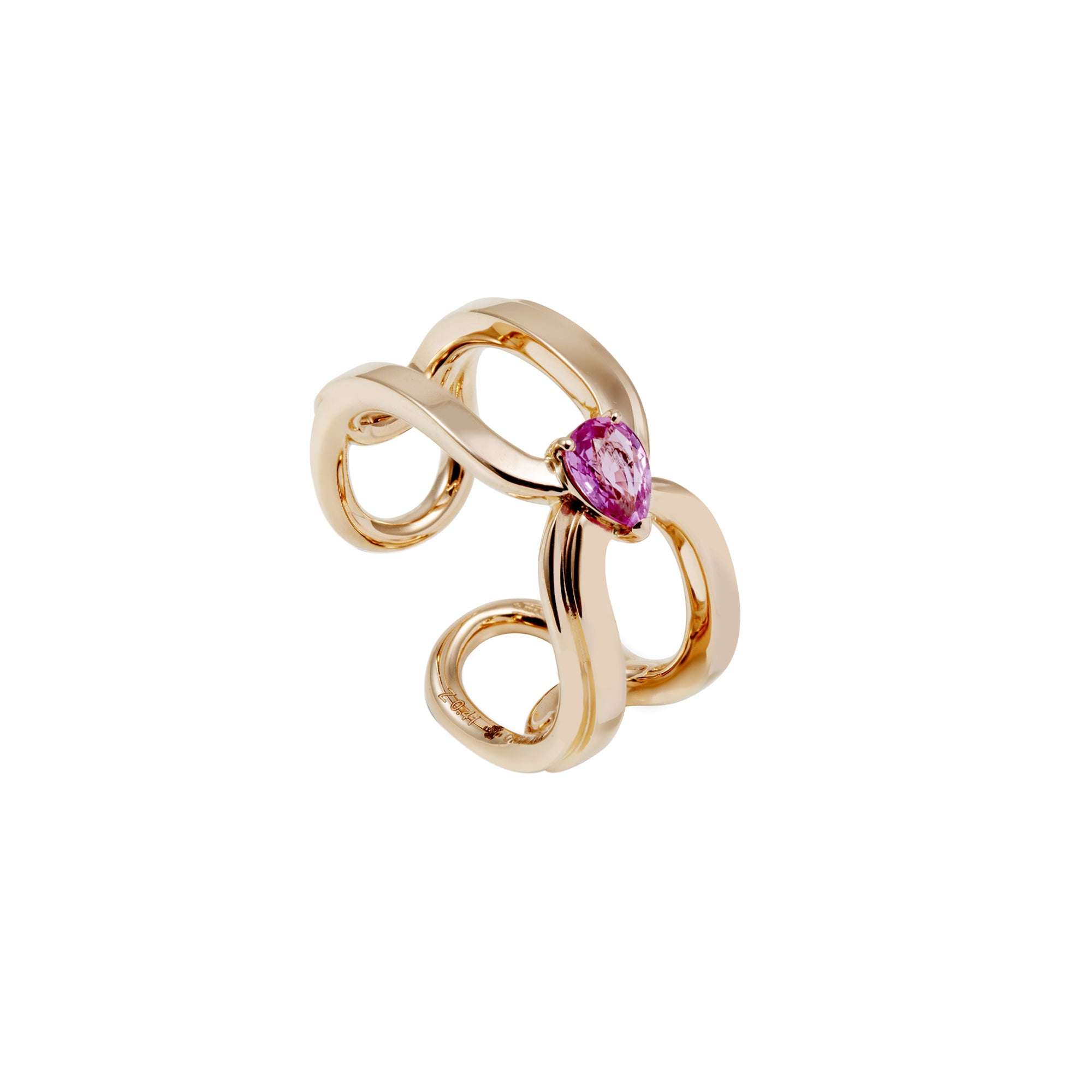 Clip Rose Gold Ring With Pink Sapphire