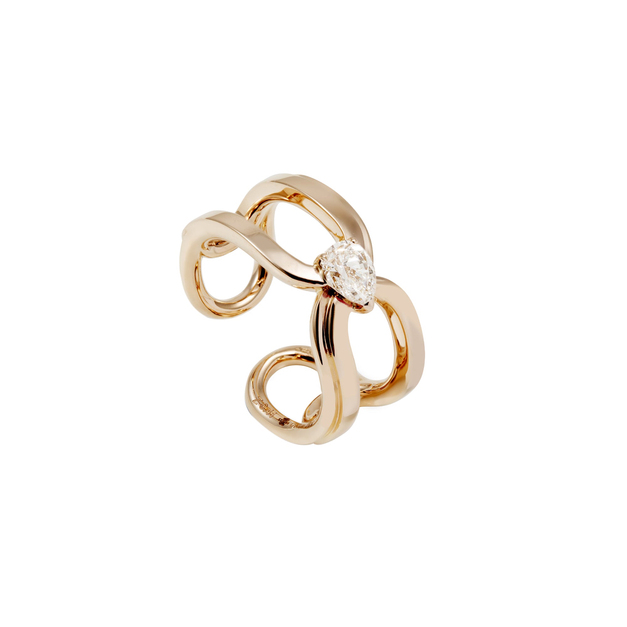 Clip Rose Gold Ring With Diamond