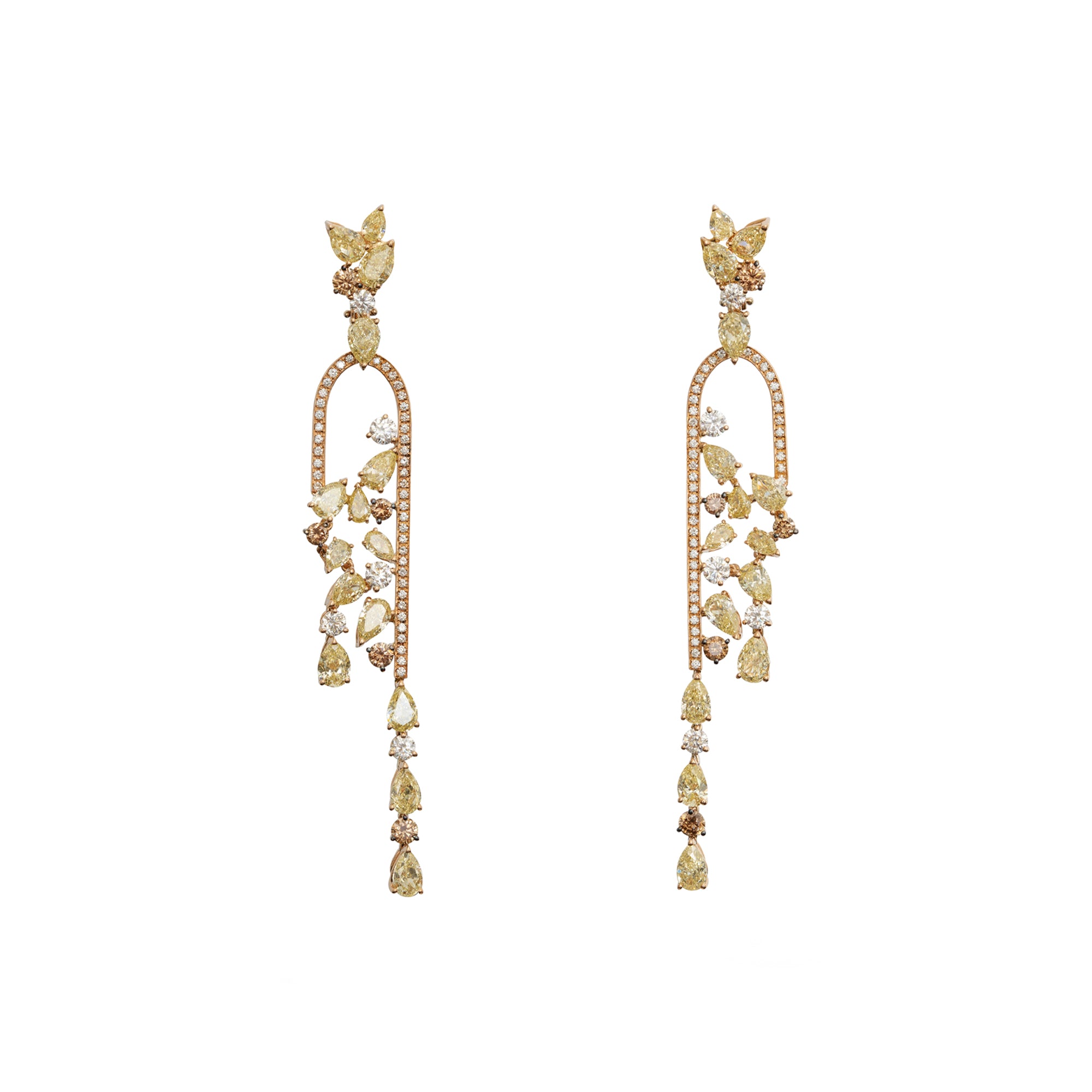 Clip Rose Gold Earrings With Fancy And Diamonds