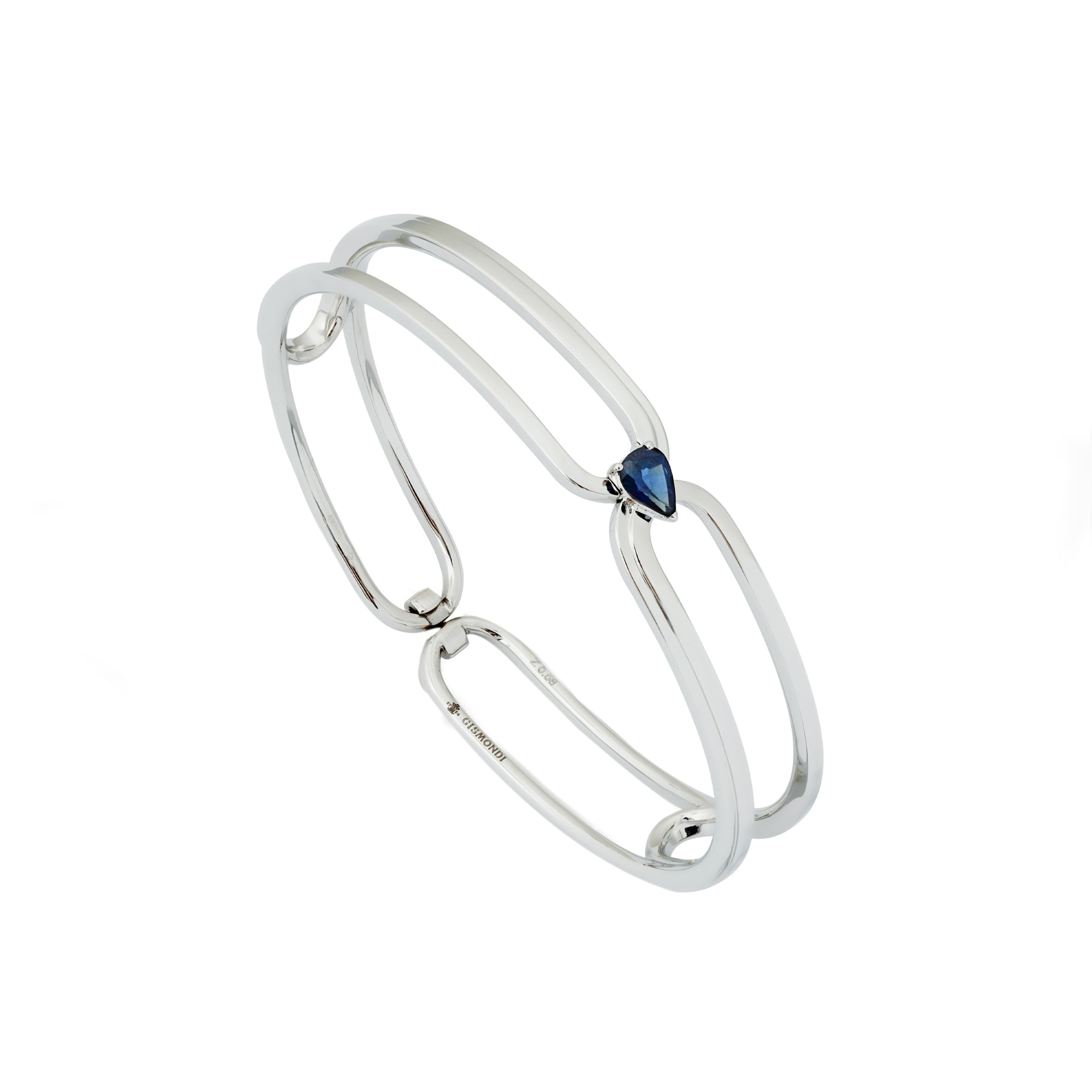 Clip White Gold Bracelet With Sapphire