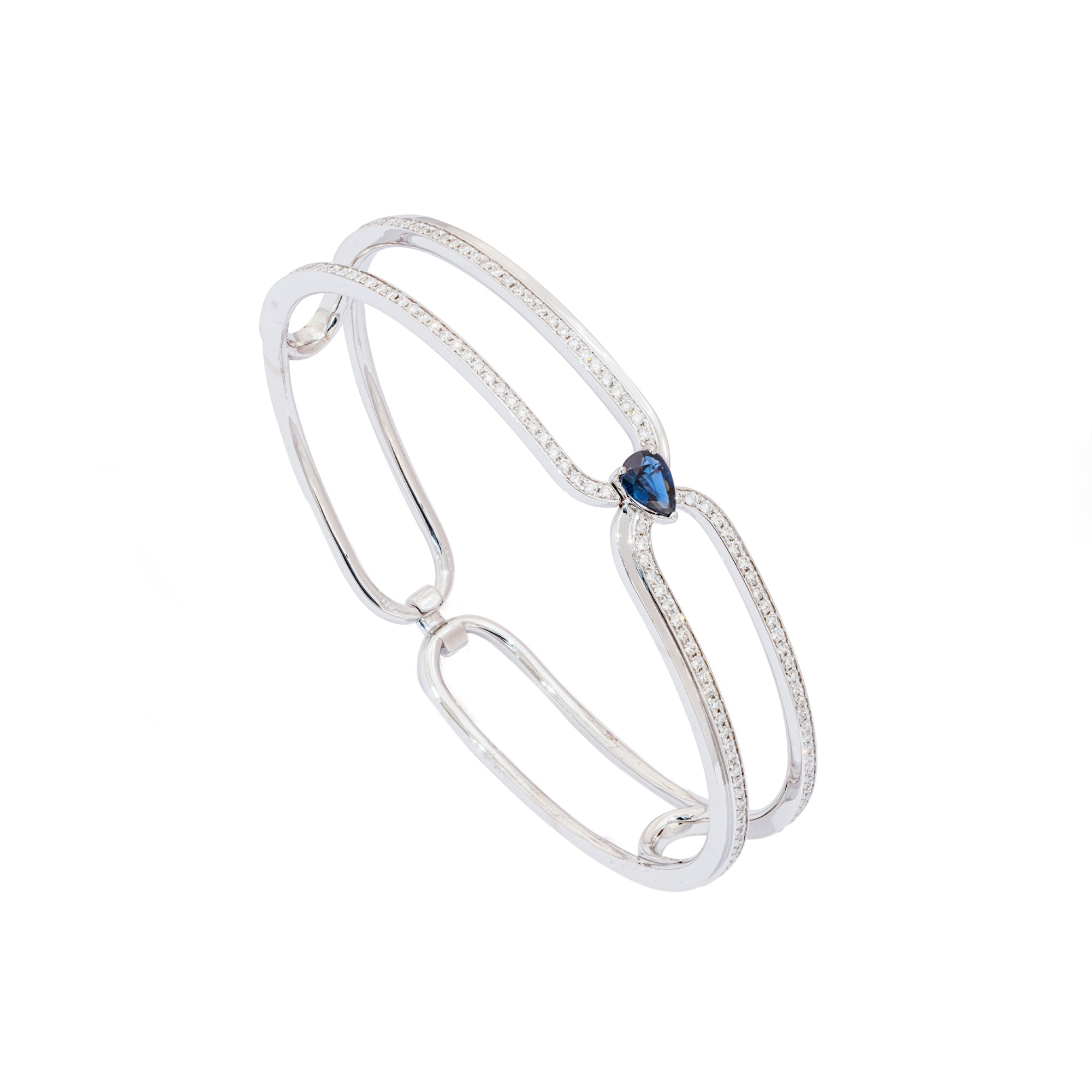 Clip White Gold Bracelet With Diamonds And Sapphire