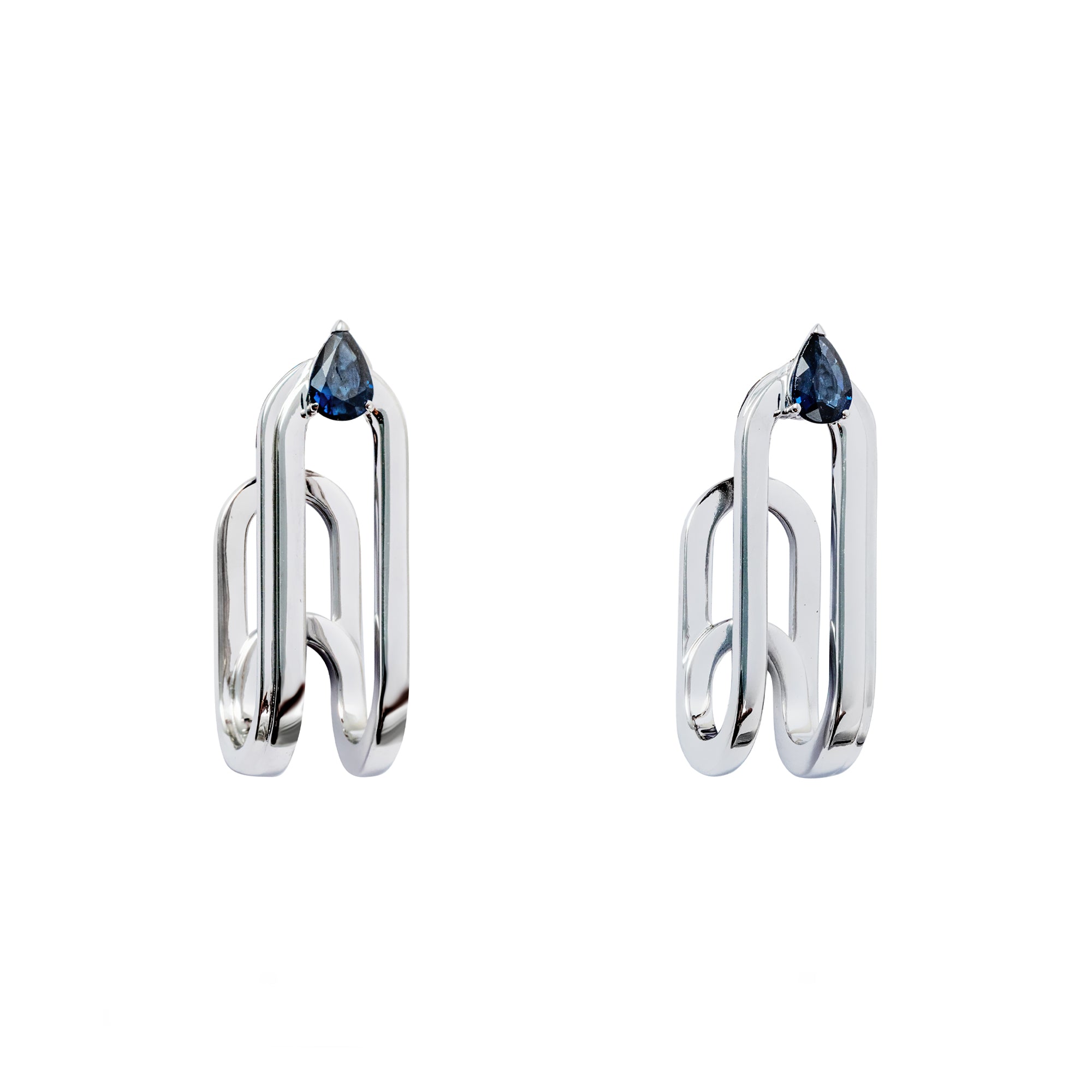 Clip White Gold Earrings With Sapphires