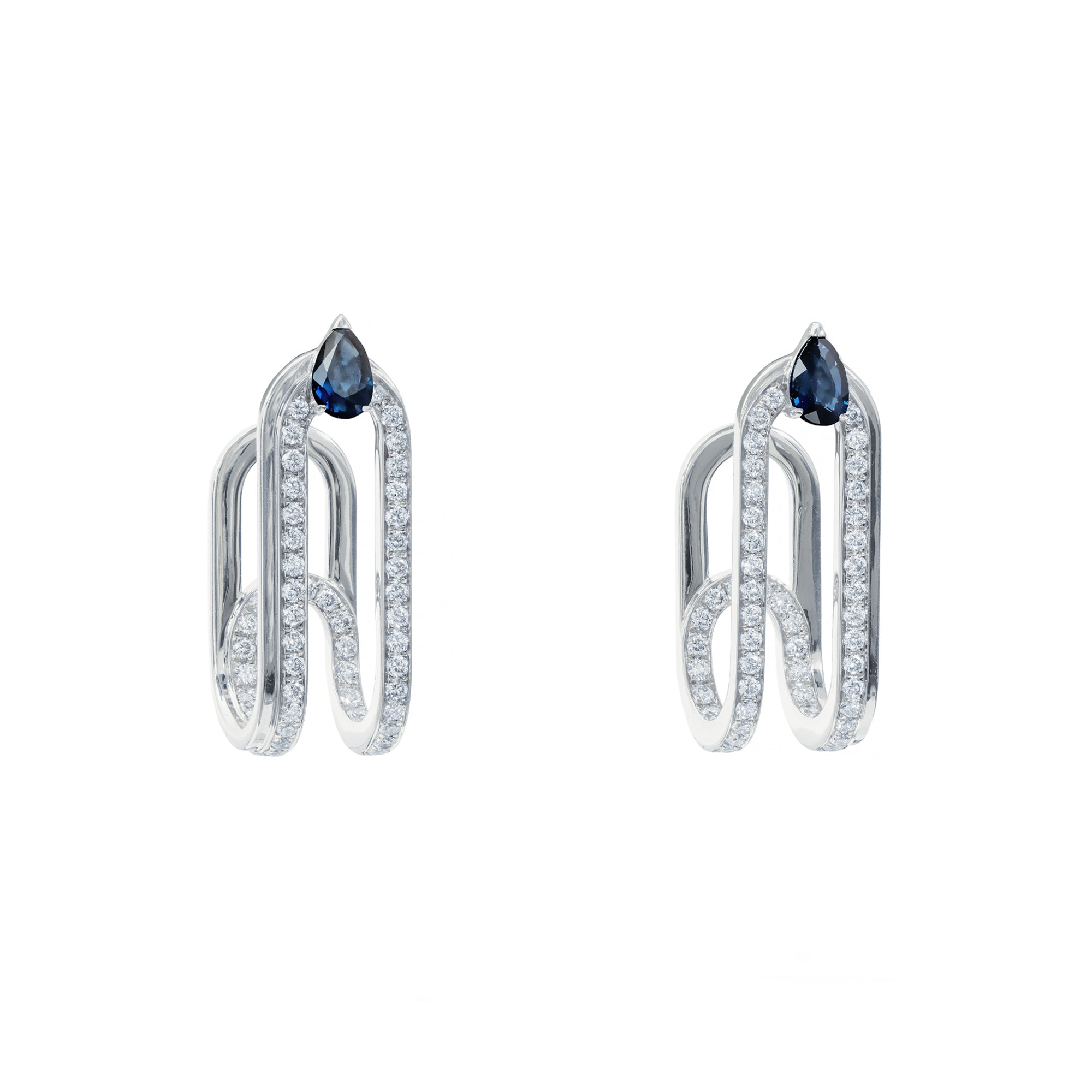 Clip White Gold Earrings With Diamonds And Sapphires