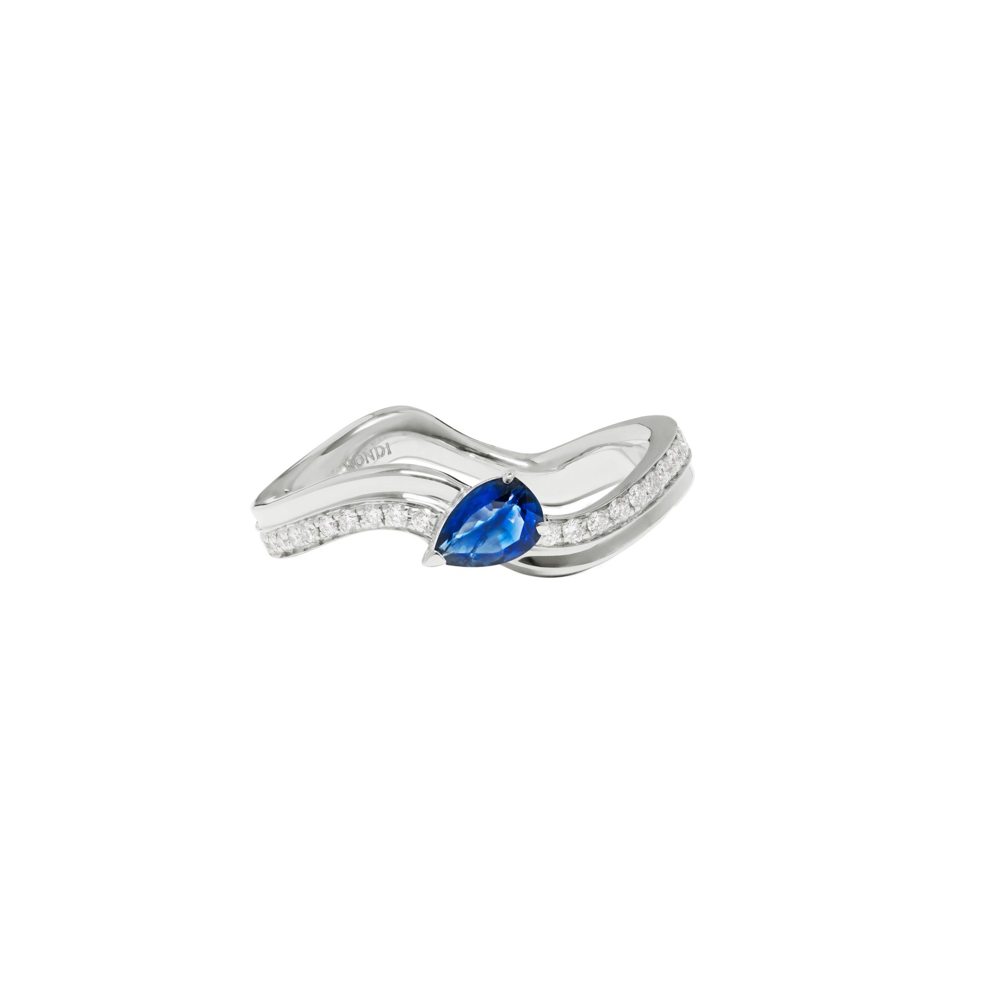 Clip Sintesi White Gold Ring With Sapphire And Diamonds
