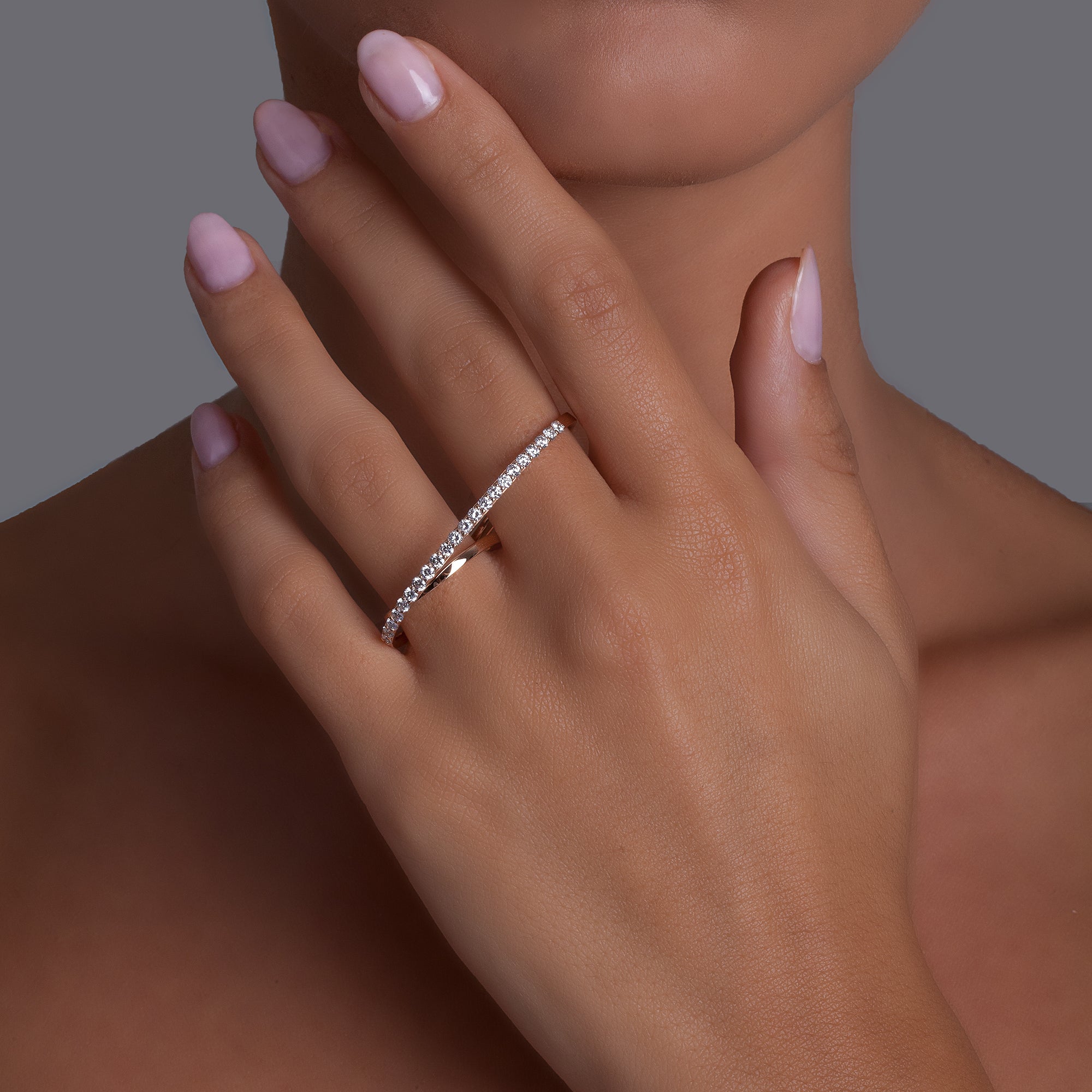 Noi Rose Gold Double Ring With Diamonds