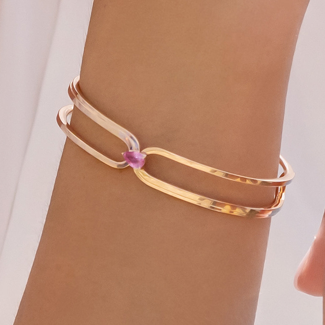 Clip Rose Gold Bracelet With Pink Sapphire