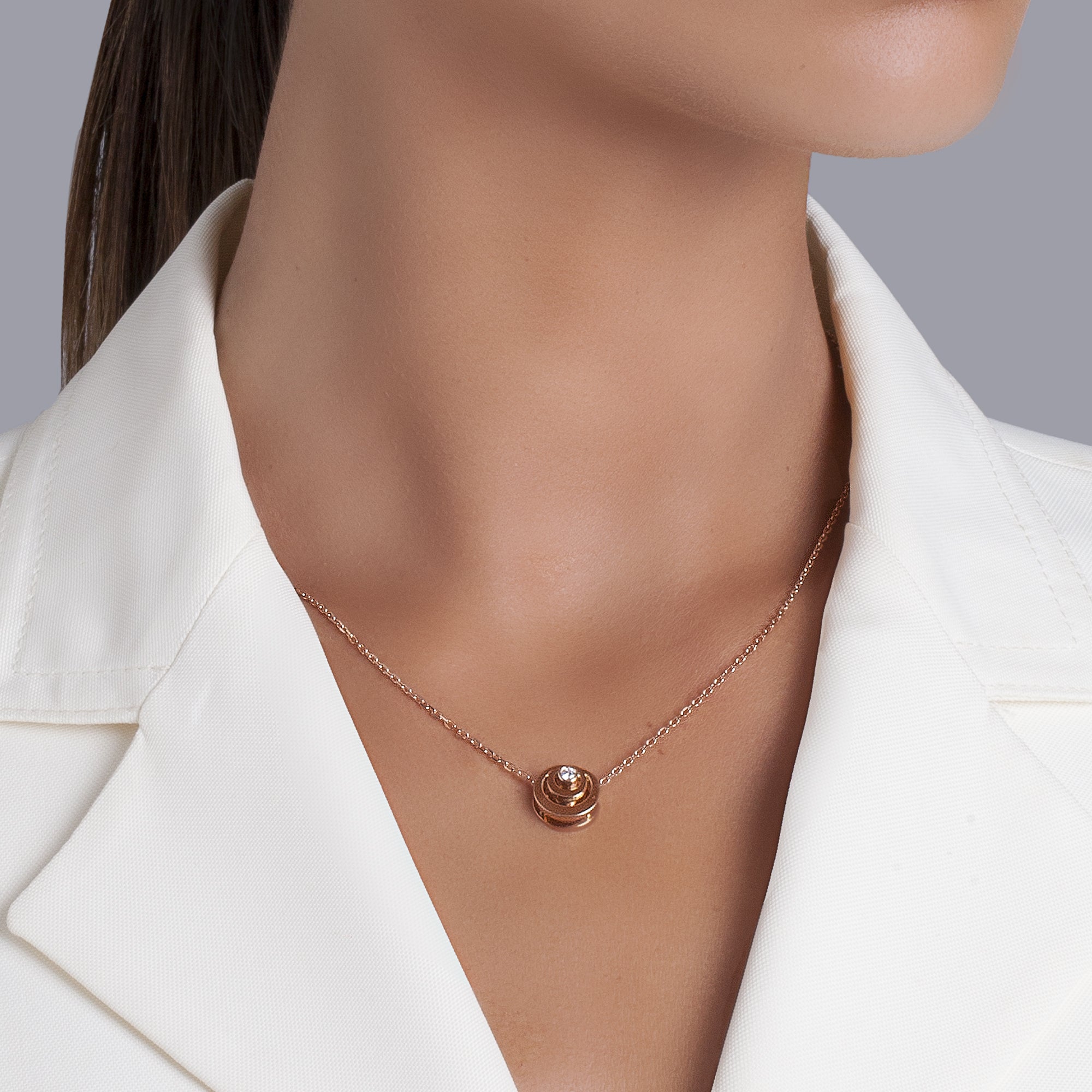 Aura Rose Gold Necklace With Diamond