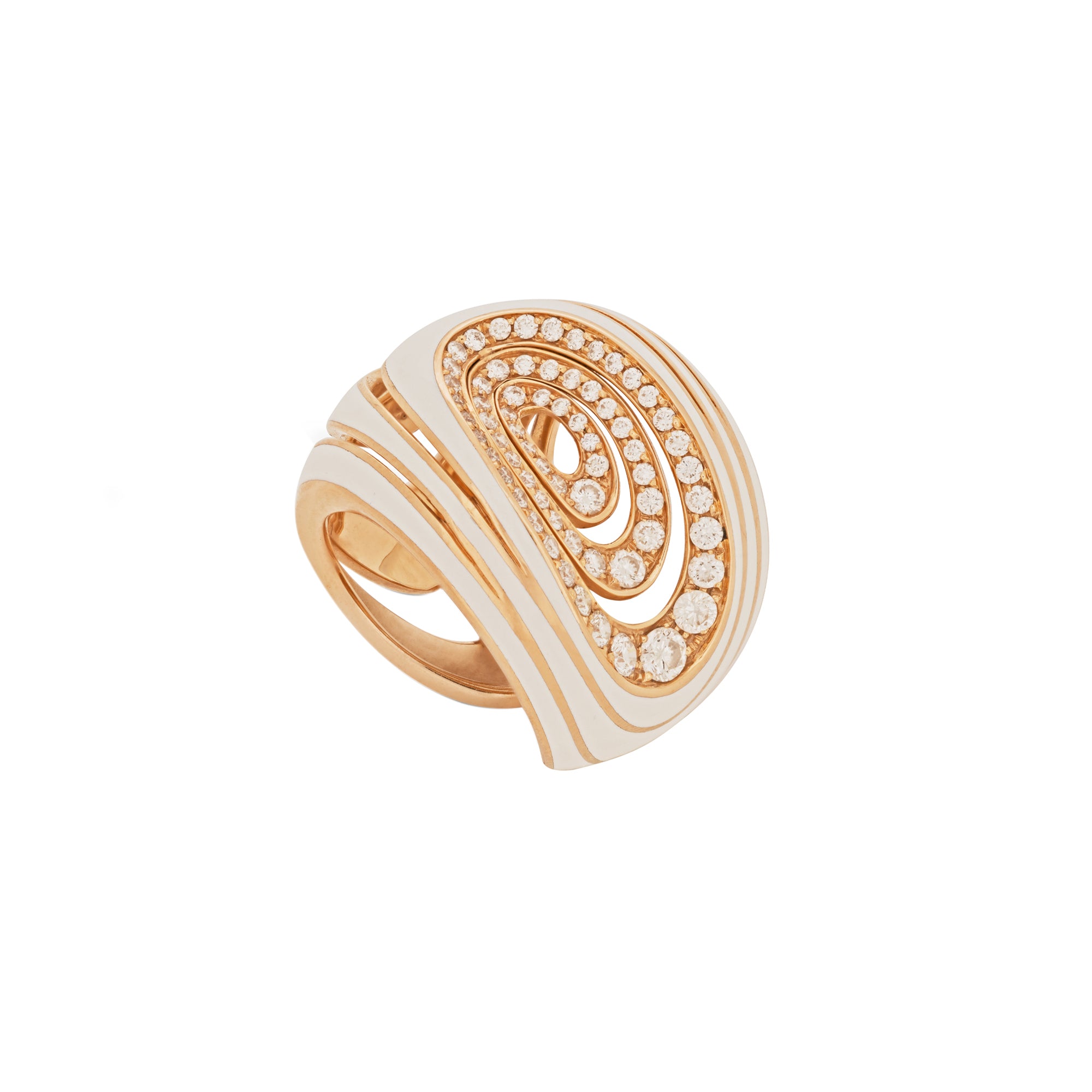 Aura Rose Gold Ring With Diamonds White Ceramic