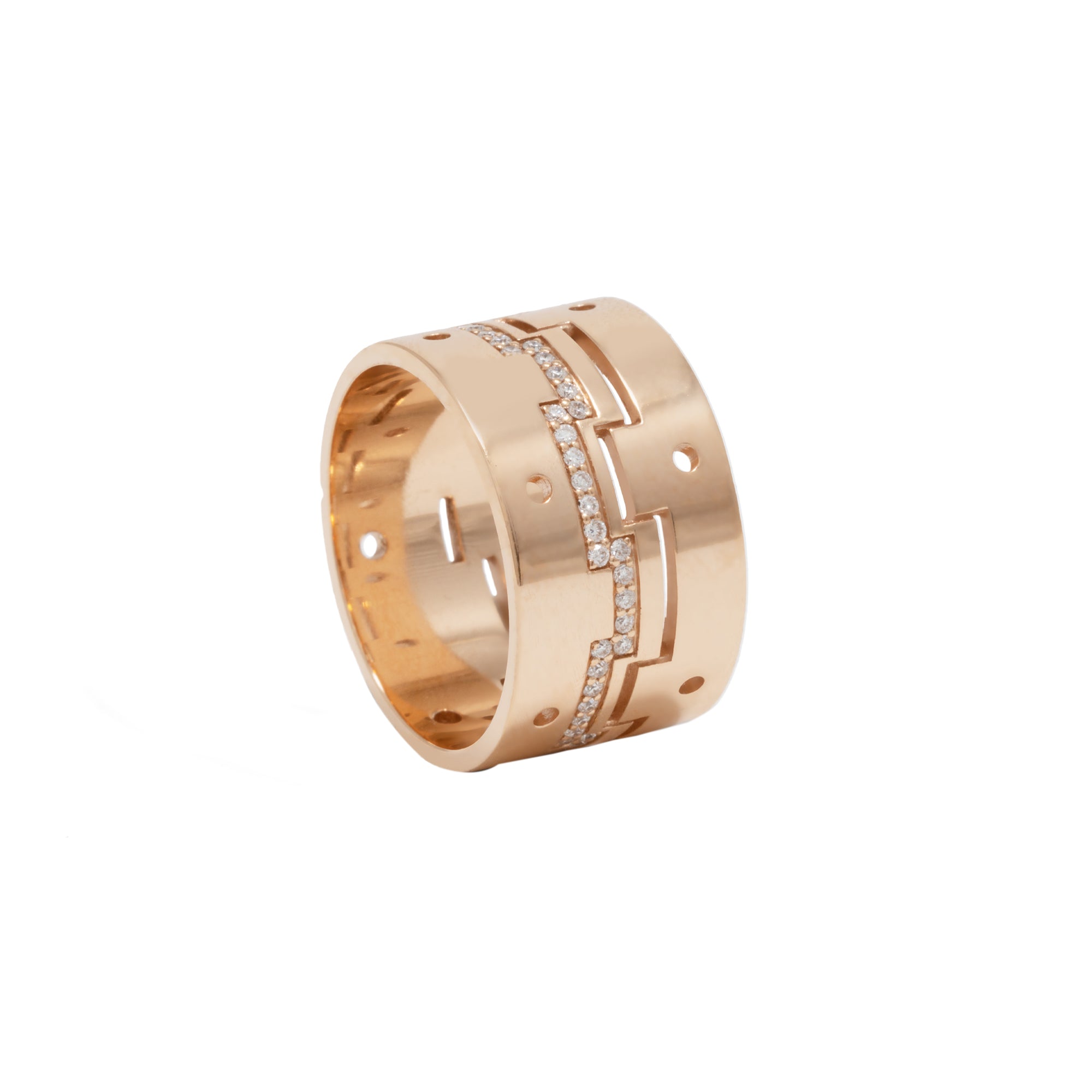 Dedalo Rose Gold Ring With Diamonds