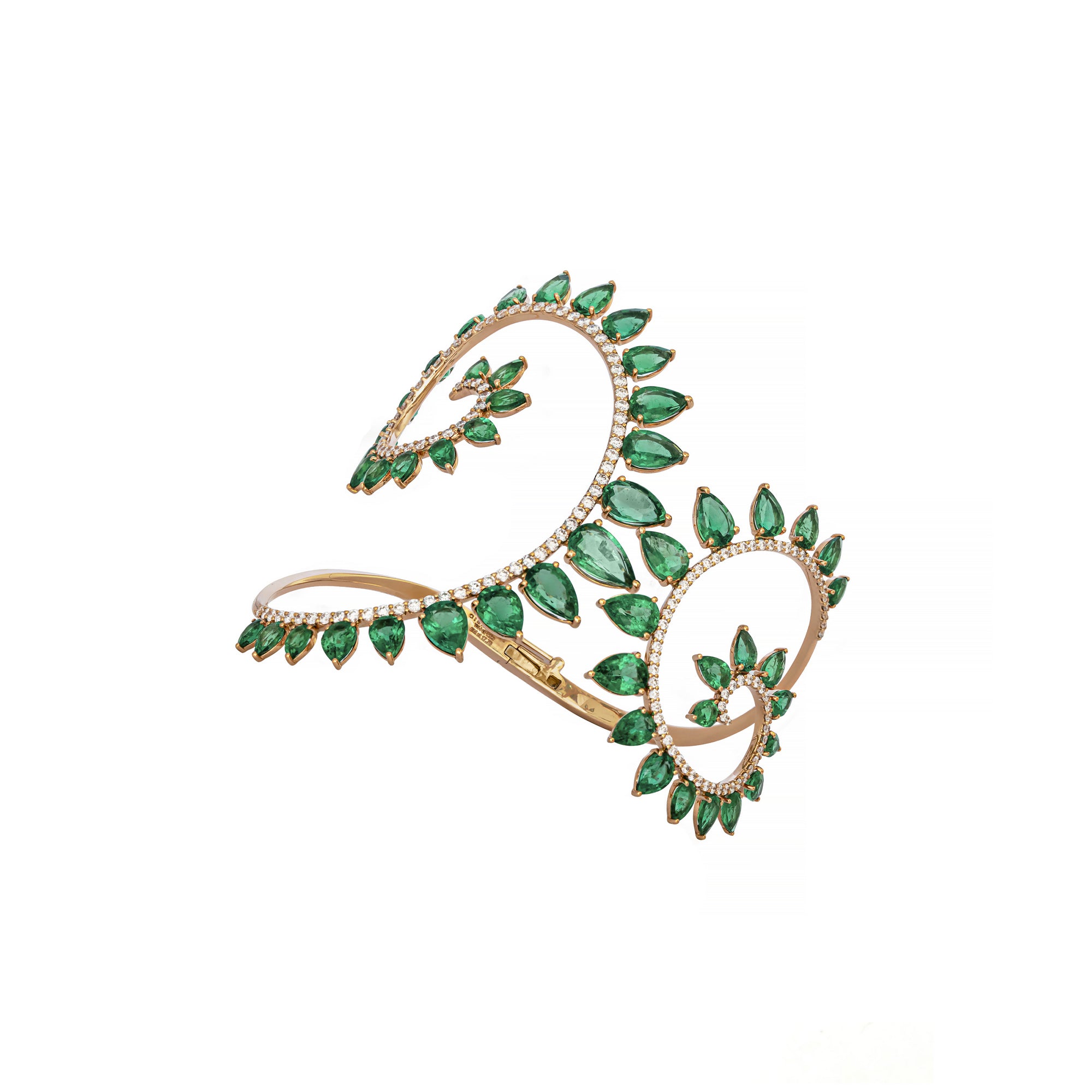 Genesi Rose Gold Bracelet With Emeralds and Diamonds
