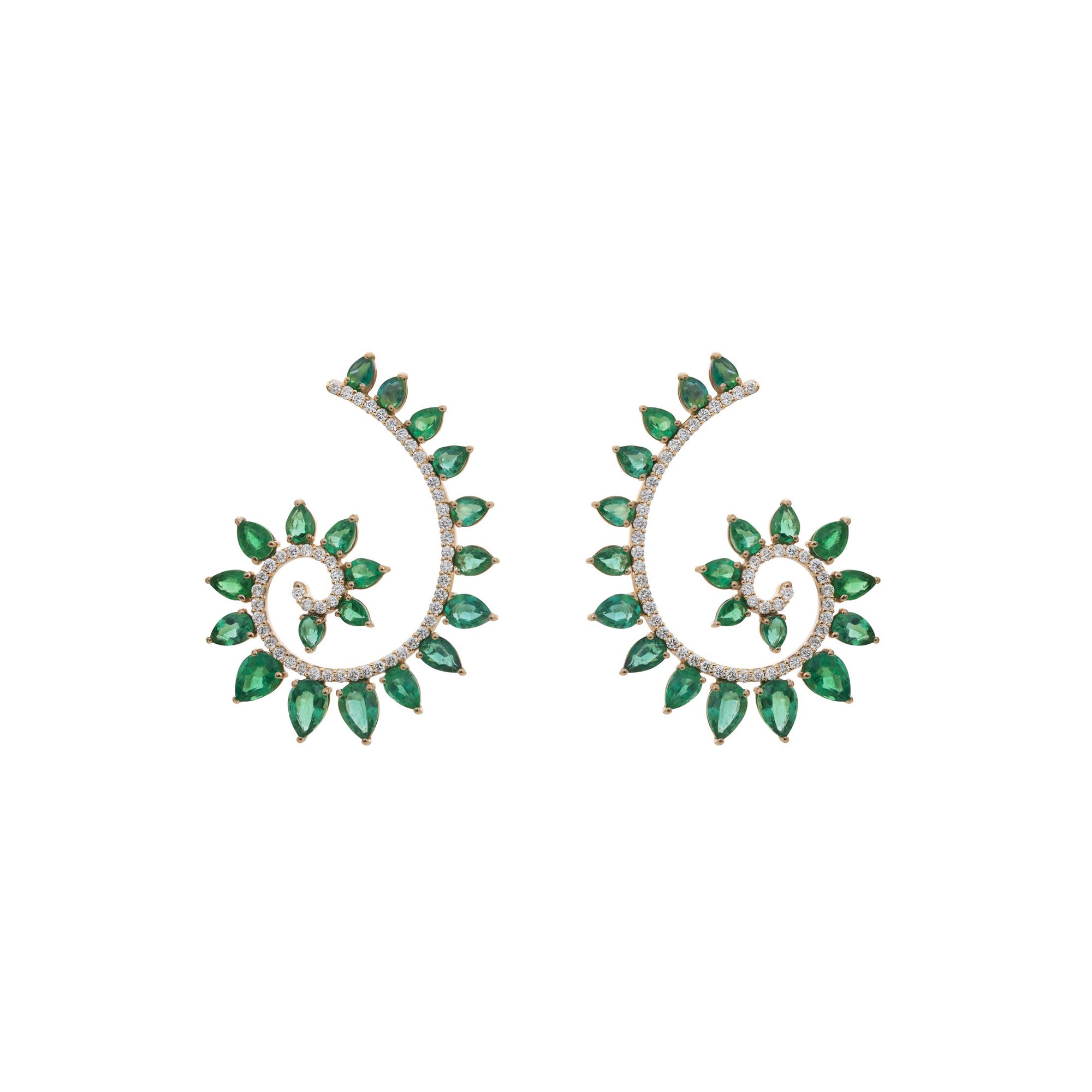 Genesi Rose Gold Earrings With Emeralds And Diamonds