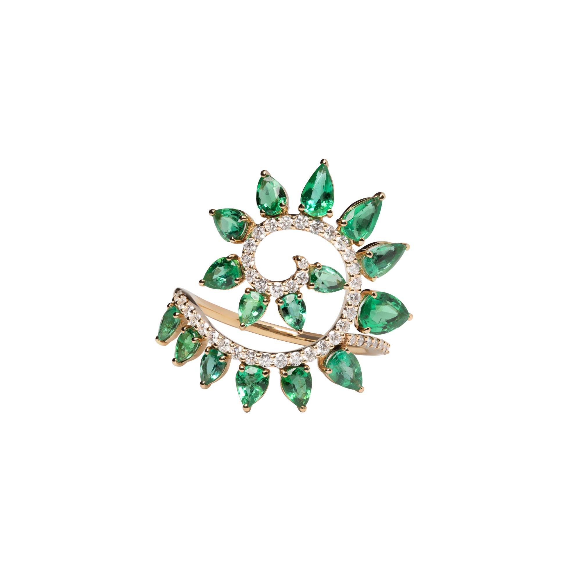 Genesi Rose Gold Ring With Emeralds and Diamonds