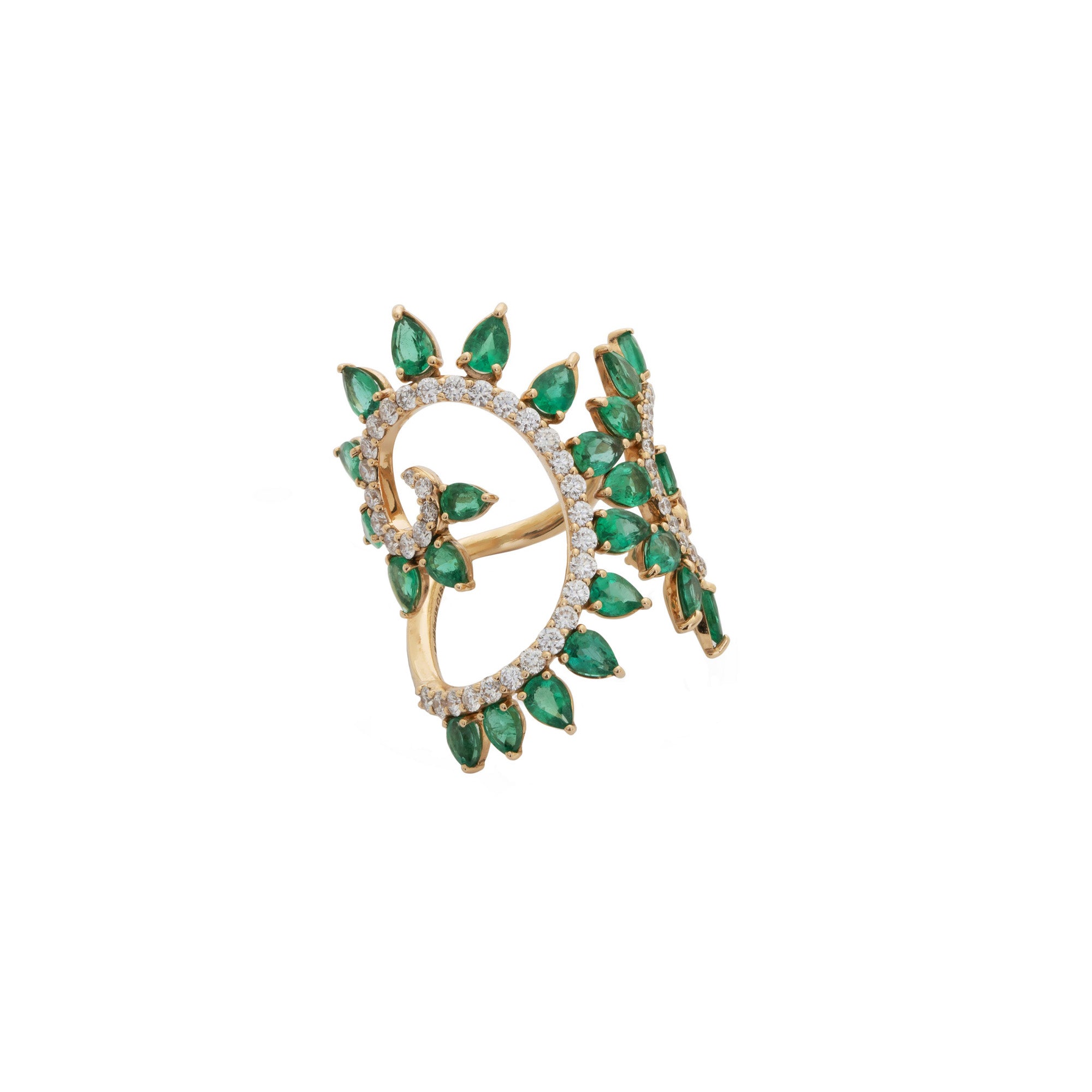 Genesi Rose Gold Ring With Emeralds and Diamonds