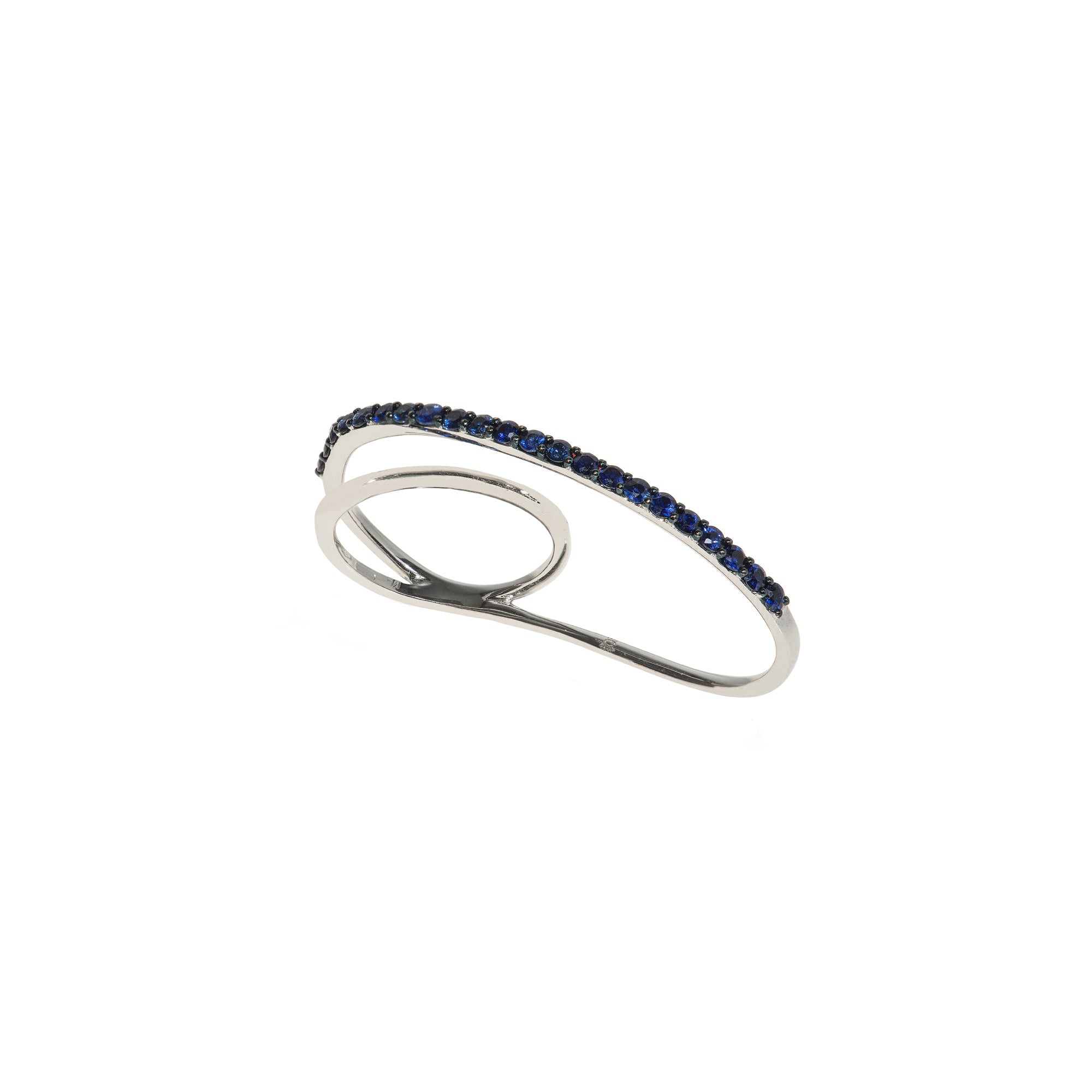 Noi White Gold Double Ring With Sapphires