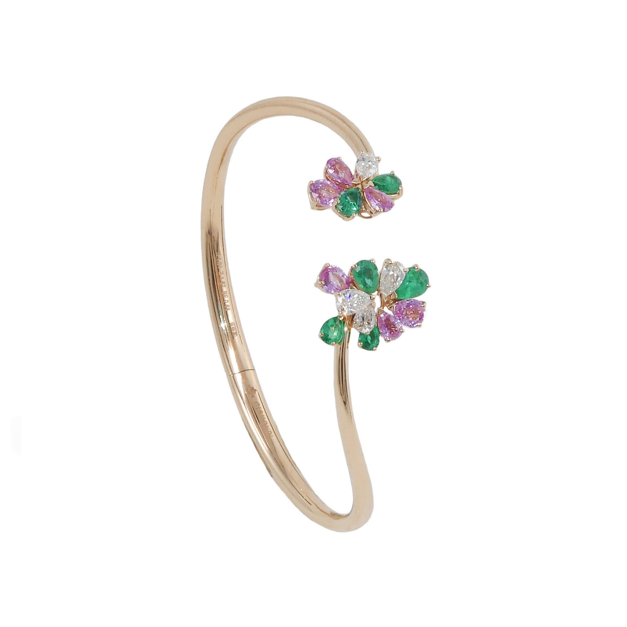 Prato Fiorito Rose Gold Bracelet With Emeralds Pink Sapphires Diamonds