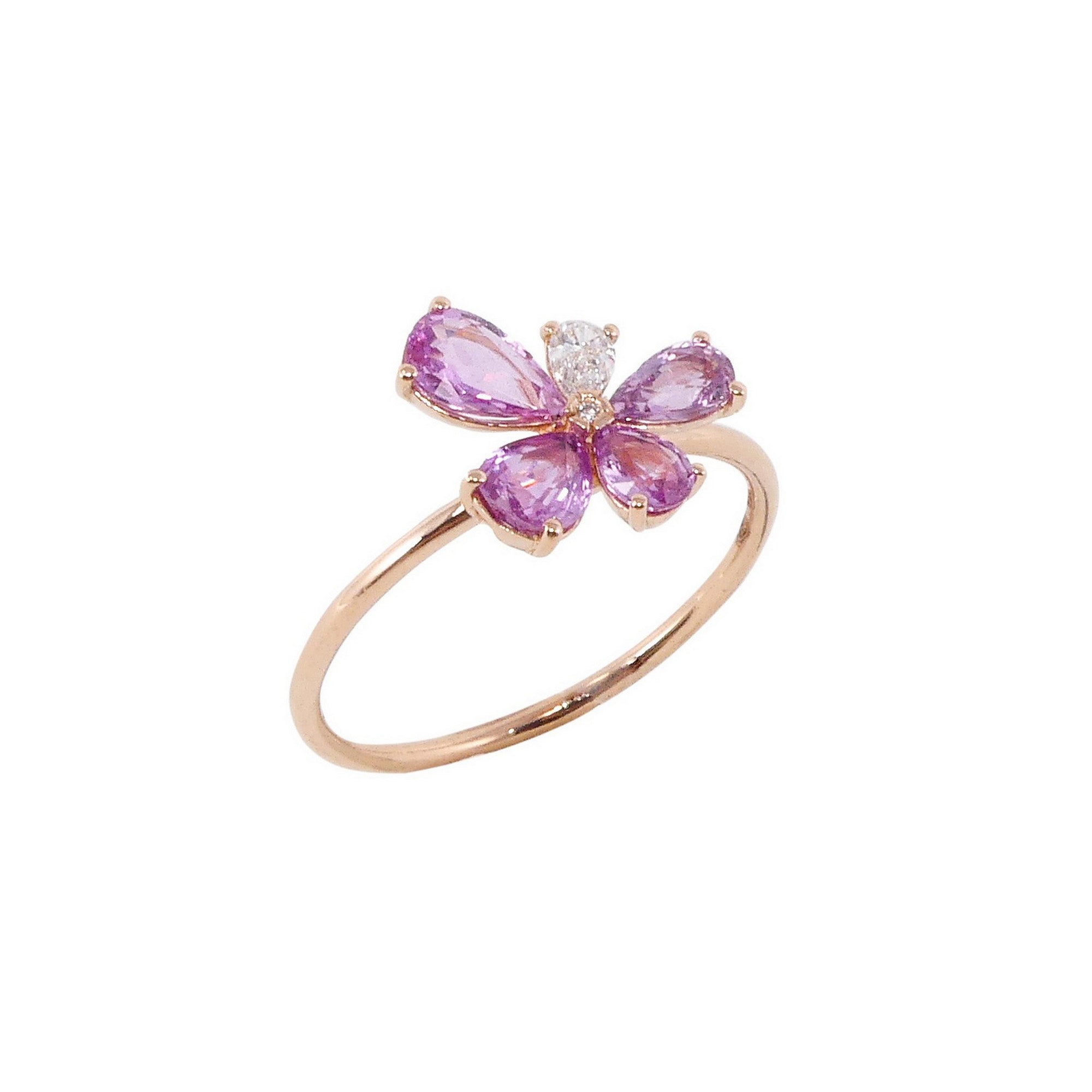 Prato Fiorito Rose Gold Ring With Pink Sapphires Diamonds